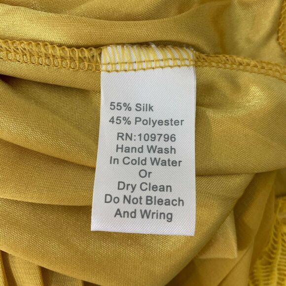 Pretty Angels Small Dress Silk Boho Yellow One Piece Accordion Skirt - Picture 8 of 8